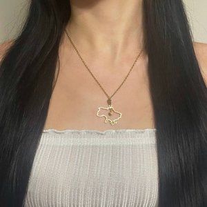Gold Ukraine Heart Map Necklace Stainless Steel